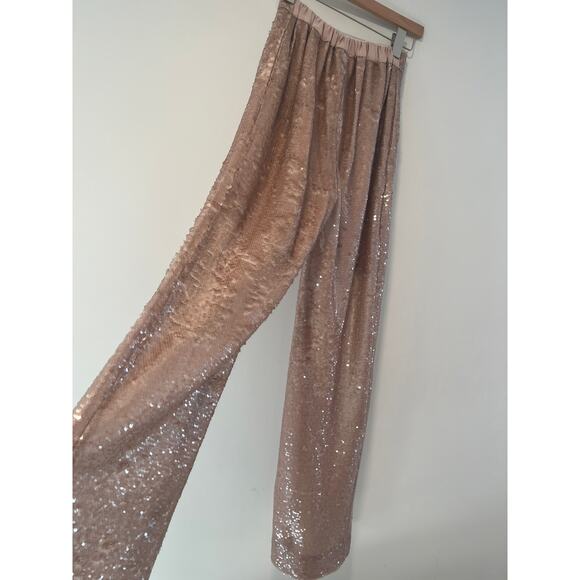 NWT $325 Ted Baker Milleit Wide Leg Trouser Sparkle Pale Pink Size 0 - Picture 8 of 10